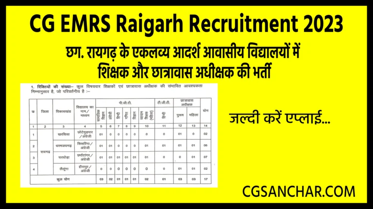 CG EMRS Raigarh Recruitment 2023